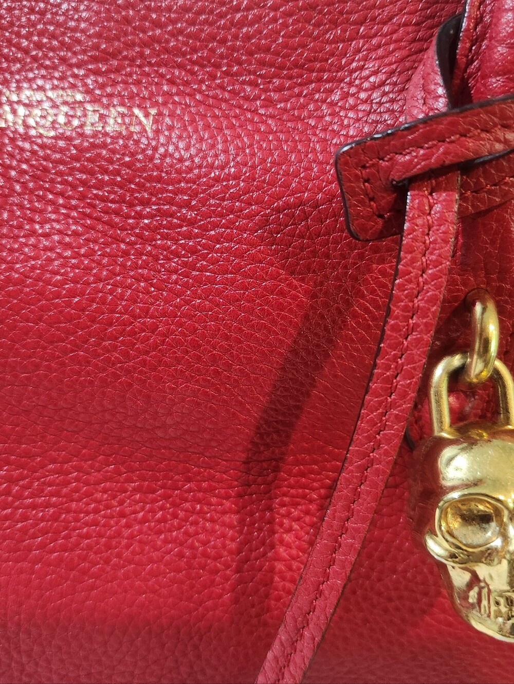 Alexander McQueen Large Skull Padlock Red Leather Satchel. excellent condition - Picture 14 of 16
